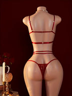 Aurora - Conjunto de lencería con malla transparente y encaje