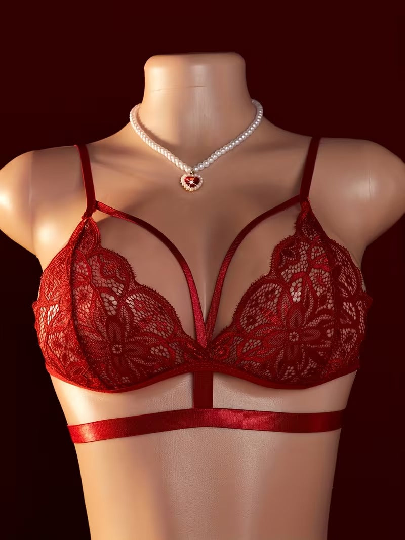 Aurora - Conjunto de lencería con malla transparente y encaje