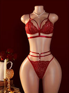 Aurora - Conjunto de lencería con malla transparente y encaje