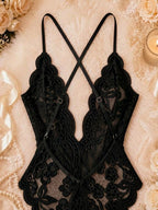 Olga - Body Negro de Encaje con tirantes