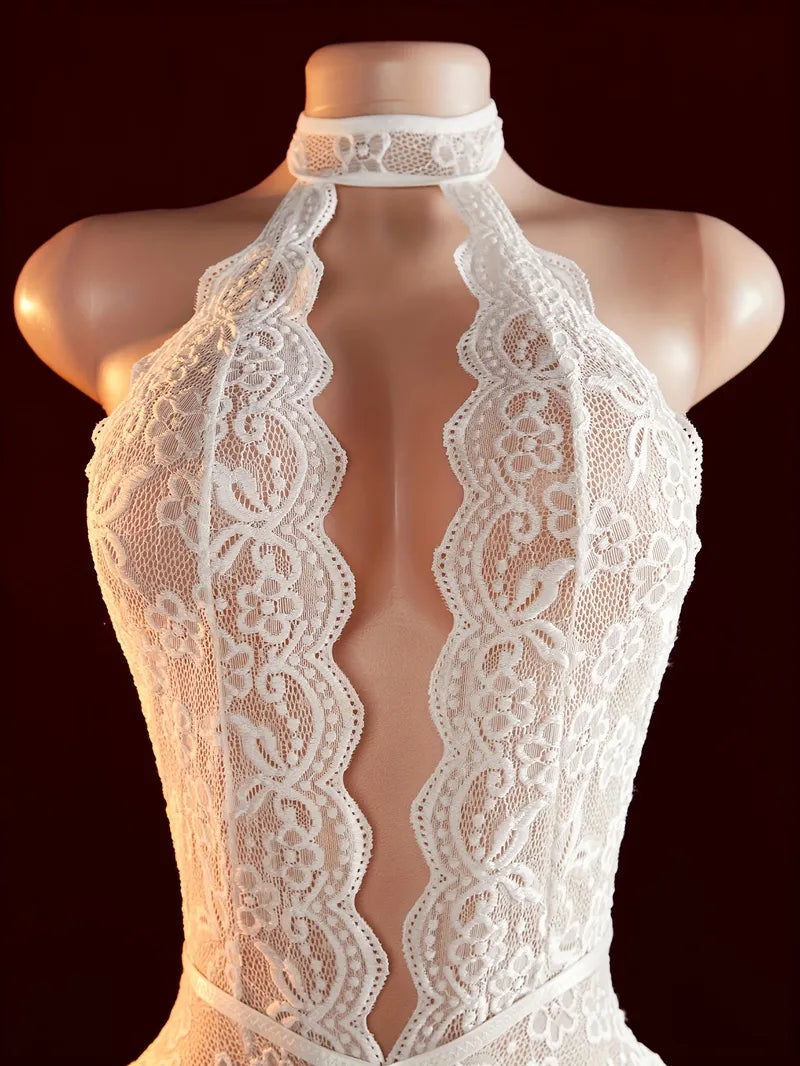 Elisa - Body blanco halter de encaje con espalda descubierta | Piel Canela | Imagen 5