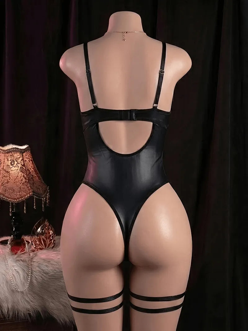 Estela - Body negro bordado con tiras y contraste | Piel Canela | Imagen 4