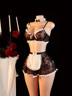 Fiorella - Conjunto negro estilo sirvienta | Piel Canela