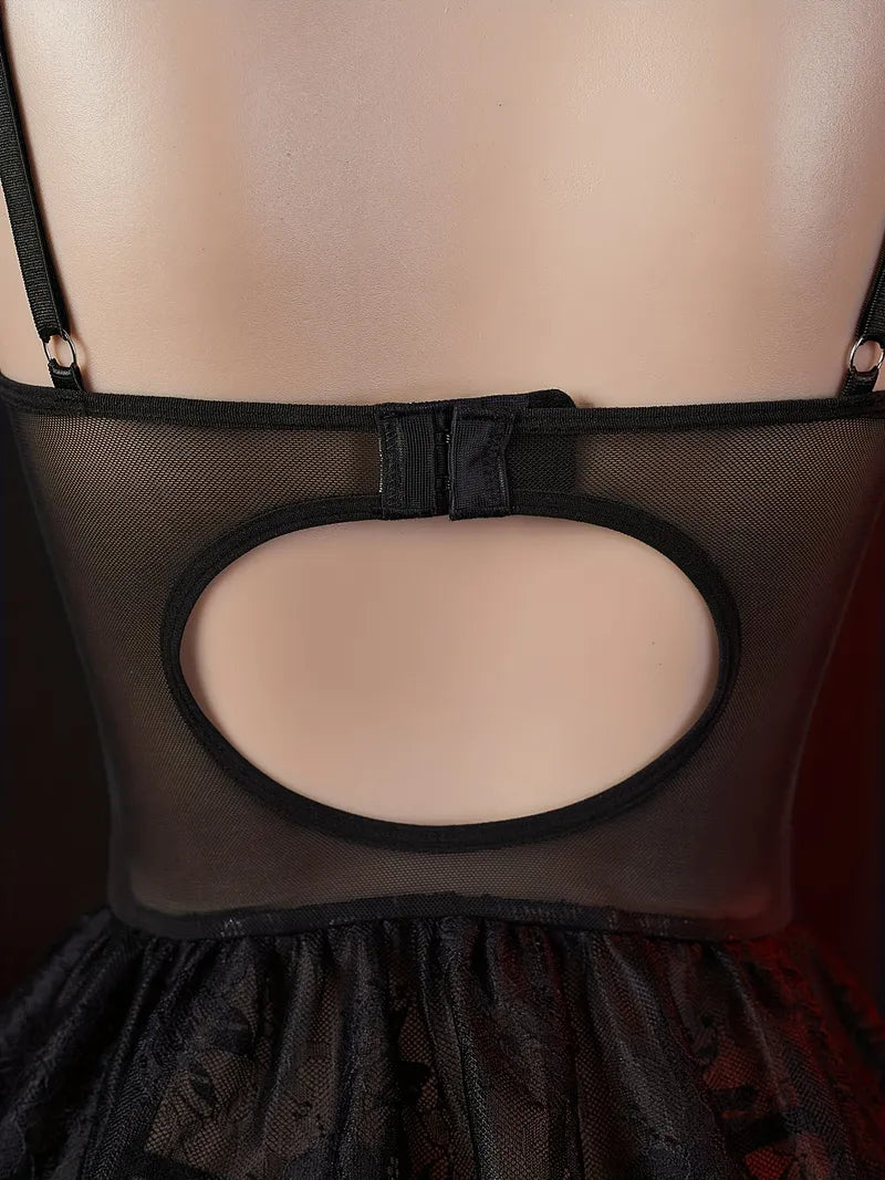 Lorena - Conjunto negro de lencería de 4 piezas | Piel Canela | Imagen 6