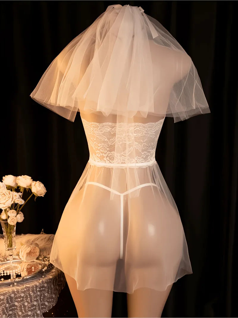 Mía - Camisón nupcial blanco de encaje | Piel Canela | Imagen 2