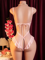 Nina - Body rosa de encaje con cadena decorativa | Piel Canela | Imagen 6